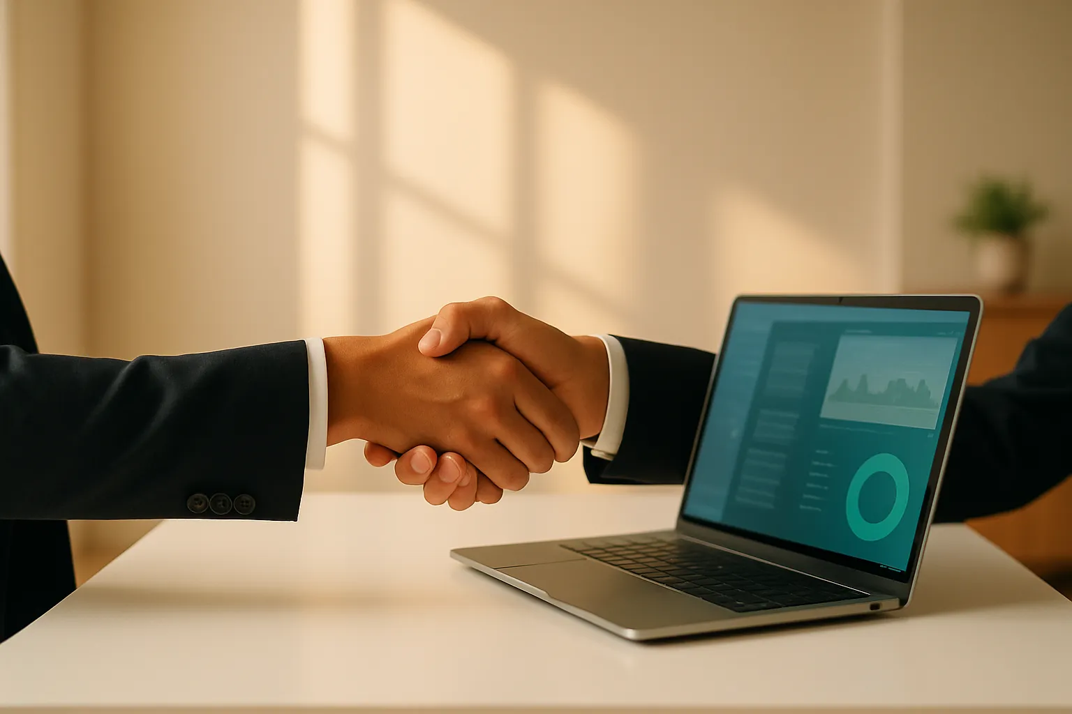 Two professionals building a business partnership