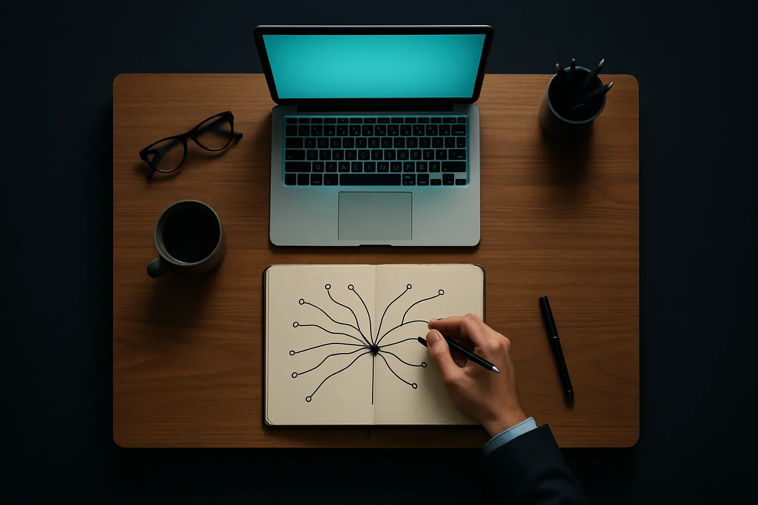 A workspace showing ten paths converging toward one clear direction