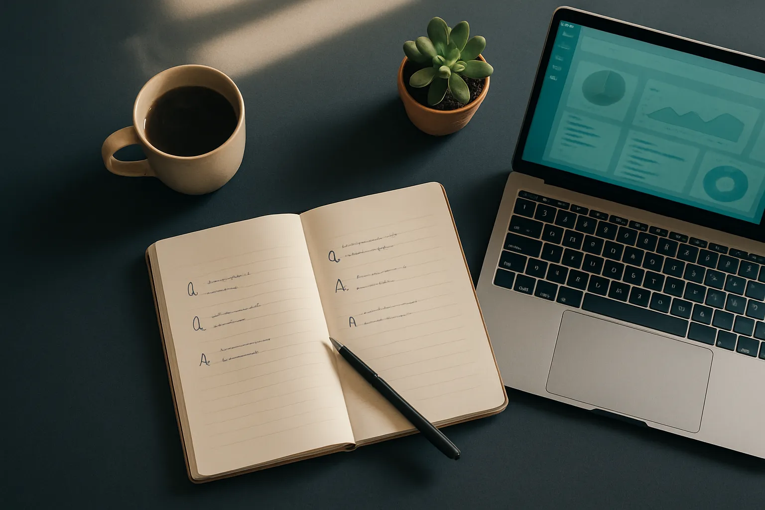 A calm organised workspace representing clarity and real answers